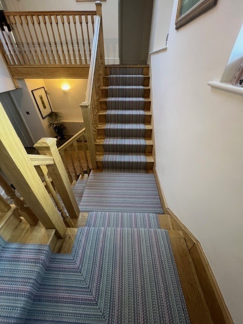 Roger Oates Venetian Flatweave stair runner up multiple flights by Select Line