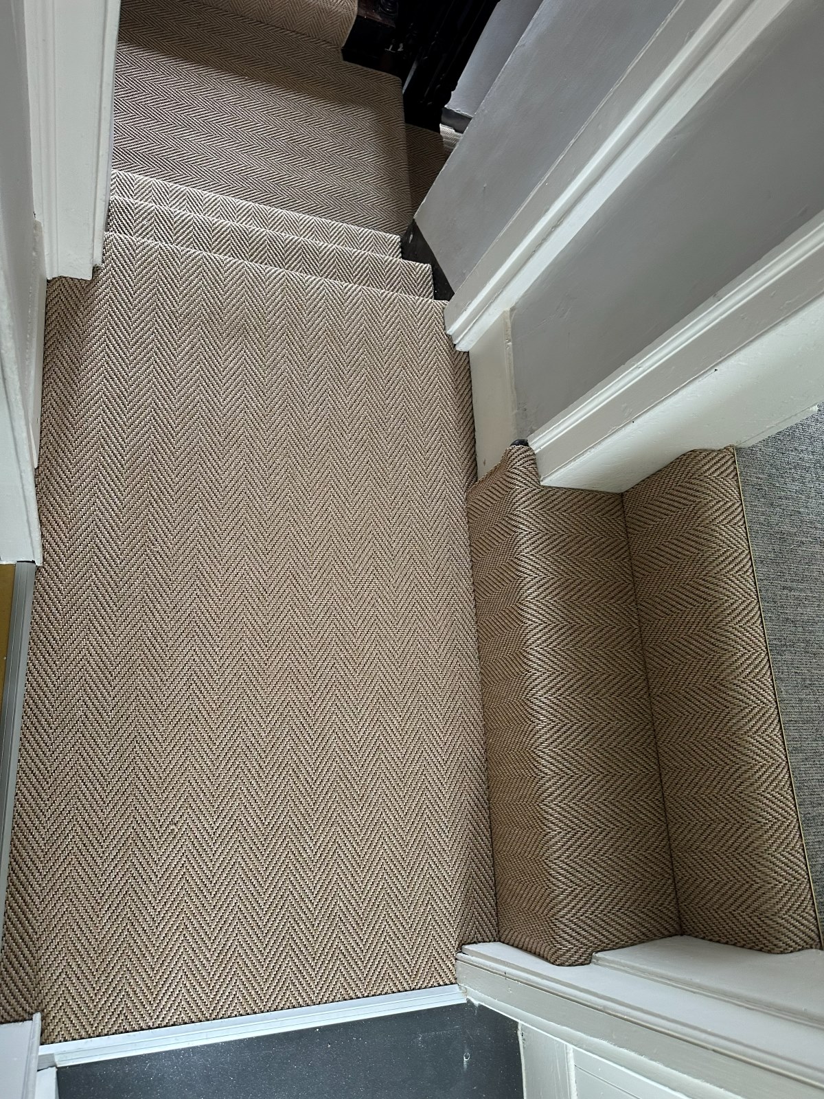 New England Woodstock flooring with a classic whipped perimeter edge on a landing by Select Line